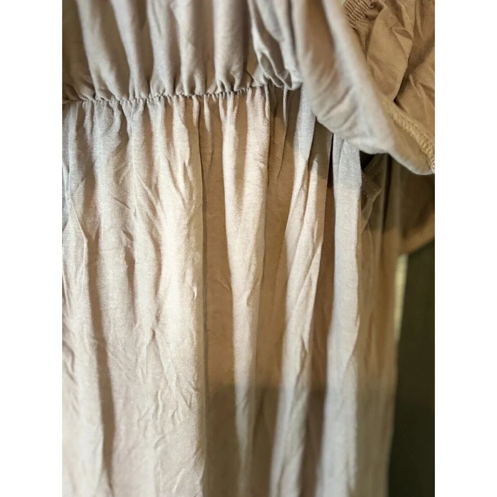 Boohoo Swing Dress Women's 10 Brown Off The Shoulder Pleated Sleeveless Pullover
